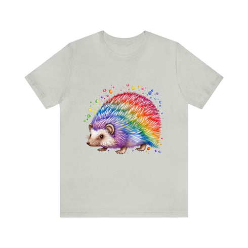 Rainbow Hedgehog - Short Sleeve Tee Silver